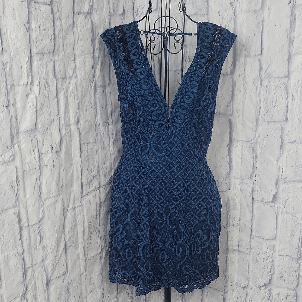 Free People One Million‎ Lovers Blue Lace Mini Dress